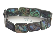 Paua mušle / Abalon s duhovou hrou barev náramek 12 x 16 mm / 16 - 17 cm, symbol ochrany a životní rovnováhy