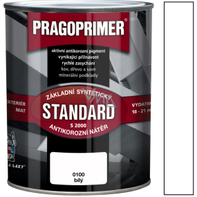 Pragoprimer Standard S2000 univerzální základní barva na kov a savé podklady 0100 Bílá 0,6 l