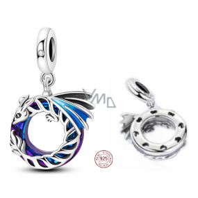 Charm Sterlingové stříbro 925 Drak modrý, korálek na náramek zvíře