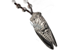 Křišťál cikáda přívěsek přírodní kámen, ručně vyřezávaný 53 x 18 x 13 mm, kámen kamenů