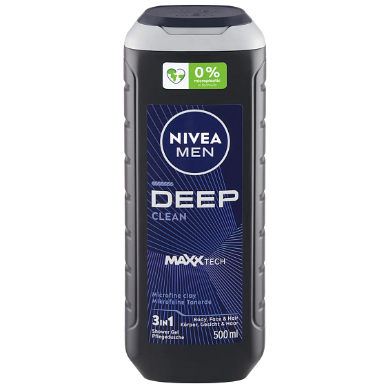 Nivea Men Deep Clean 3v1, sprchový gel, 500 ml