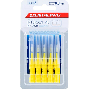 DentalPro mezizubní kartáček rovný 0,8 mm žluté, 10 kusů DentalPro mezizubní kartáček rovný 0,8 mm žluté, 10 kusů