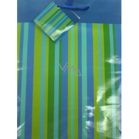 Nekupto Dárková papírová taška 23 x 18 x 10 cm Pruhy zelenomodré 1 kus 32240