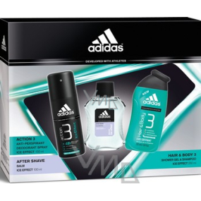 Adidas Ice Effect balzám po holení 100 ml + deodorant sprej 150 ml + sprchový gel 250 ml, kosmetická sada