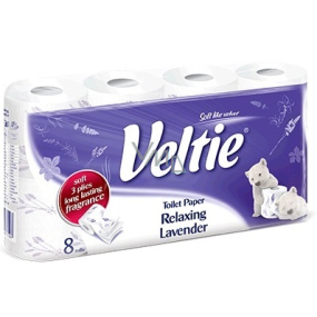 Veltie Relaxing Lavender parfémovaný toaletní papír s vůní levandule 3 vrstvý 150 útržků 8 kusů