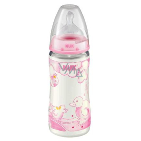 Nuk Láhev plastová kojící růžová silikonová savička 0-6 měsíců velikost 1 300 ml
