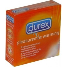 Durex Pleasuremax Warming kondom s vroubky a výstupky hřejivý lubrikant nominální šířka: 56 mm 3 kusy