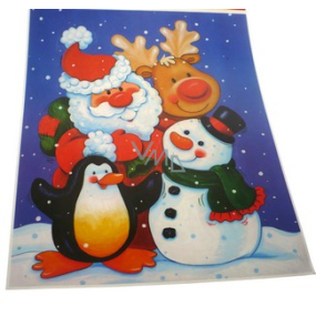 Okenní fólie bez lepidla barevná Santa a sob 43 x 30 cm