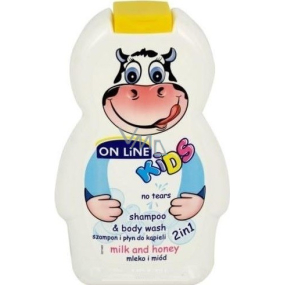 On Line Mléko & Med 2v1 sprchový gel a šampon na vlasy pro děti 250 ml