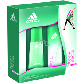 Adidas Happy Game toaletní voda 30 ml + deodorant sprej 150 ml, pro ženy dárková sada