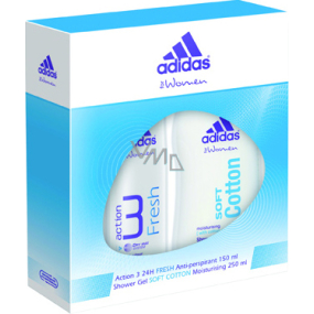 Adidas Action 3 Fresh antiperspirant deodorant sprej 150 ml + Soft Cotton sprchový gel 250 ml, kosmetická sada