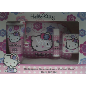Koto Hello Kitty Flowers Magický ručník + sprchový gel +lesk na rty pro dívky dárková sada