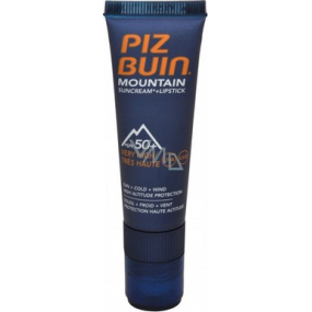 Piz Buin Mountain SPF50 sluneční krém 20 ml + SPF30 Lipstick tyčinka na rty 2,3 ml, duopack