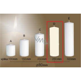 Lima Gastro hladká svíčka slonová kost válec 80 x 250 mm 1 kus