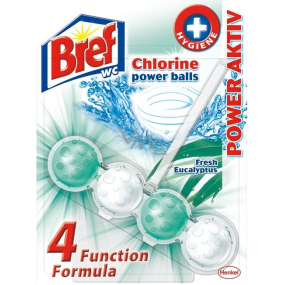 Bref Power Aktiv 4 Formula Chlorine Fresh Eucalyptus WC blok pro hygienickou čistotu a svěžest Vaší toalety, zbarvuje vodu 50 g