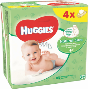 Huggies Natural Care vlhčené čisticí ubrousky 4 x 56 kusů