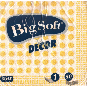 Big Soft Decor papírové ubrousky1 vrstvé 33 x 33 cm 50 kusů žluté