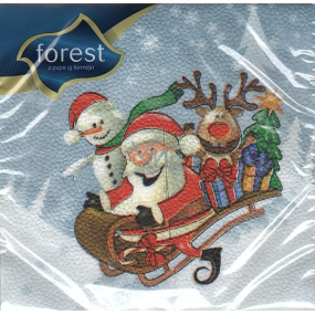 Forest Papírové ubrousky 1 vrstvé 33 x 33 cm 20 kusů Vánoční Santa na saních