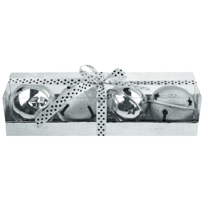 Rolničky stříbrné v dárkové krabičce s mašlí 4 cm, 5 kusů
