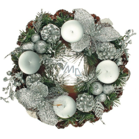 Věnec adventní stříbrný 28 cm 1 kus