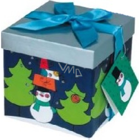 Anděl Dárková krabička skládací s mašlí vánoční tmavě modrá s modrou mašlí 1371 S 13 x 13 x 13 cm 1 kus