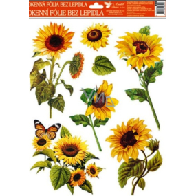 Okenní fólie bez lepidla slunečnice oranžový motýl 42 x 30 cm 1 kus