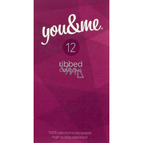 You & Me Ribbed vroubkovaný lubrikovaný kondom 12 kusů