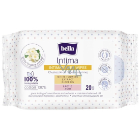 Bella Intima Extrakt z bílých květů bavlněné vlhčené ubrousky pro intimní hygienu 20 kusů