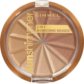 Rimmel London Sun Shimmer Shimmering Bronzer 3v1 bronzující pudr 001 Gold Princess 9,9 g