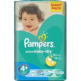 Pampers Active Baby Dry 4+ Maxi Plus 9-16 kg plenkové kalhotky 70 kusů