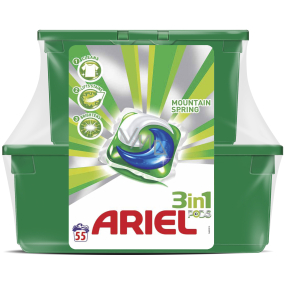 Ariel 3v1 Mountain Spring gelové kapsle na praní prádla 23 kusů + 32 kusů