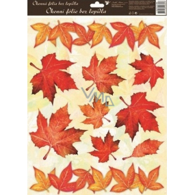Okenní fólie bez lepidla podzimní listí červené 42 x 30 cm 1 kus