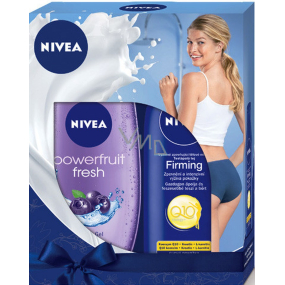 Nivea Powerfruit Fresh osvěžující sprchový gel 250 ml + Q10 Plus Firming výživné zpevňující tělové mléko pro suchou pokožku 250 ml, pro ženy kosmetická sada