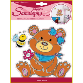 Samolepky na zeď medvídek se stříbrnou konturou 24 x 18 cm