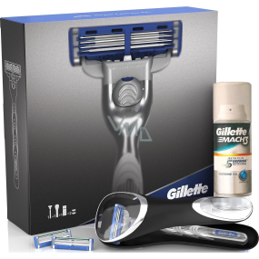 Gillette Mach3 Turbo holicí strojek + náhradní hlavice 2 kusy + Mach3 Irritation 5 Defense gel na holení 75 ml + cestovní pouzdro, kosmetická sada pro muže