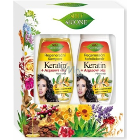Bione Cosmetics Keratin & Arganový olej regenerační šampon 260 ml + regenerační kondicionér 260 ml, kosmetická sada