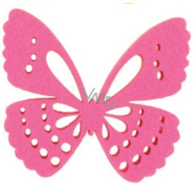 Motýl z filcu růžový dekorace 6 cm