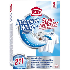 K2r Intensive White + Stain remover intenzivní bílá + odstraňovač skvrn 5 kusů