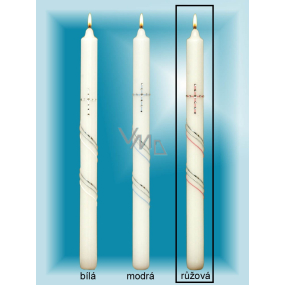 Lima Kostelní křestní - Sv.Přijímání svíčka se zirkony růžová č.4 36 cm 1 kus