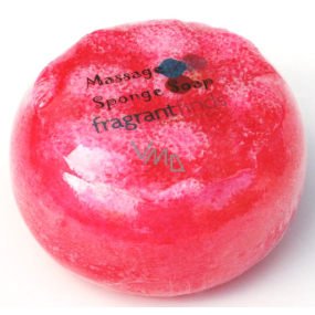 Fragrant Red Delicious Glycerinové mýdlo masážní s houbou naplněnou vůní parfému DKNY Red Delicious v barvě červené 200 g