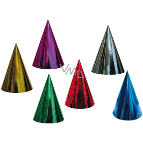 Klobouček karnevalový hologramový různé barvy 6 kusů v balení