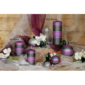 Lima Elegance Gray svíčka fialová koule průměr 60 mm 1 kus