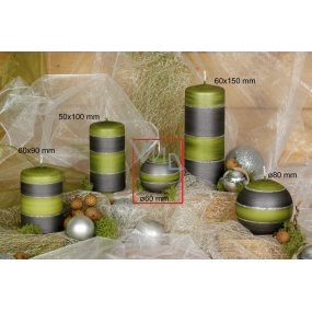 Lima Elegance Gray svíčka zelená koule 60 mm 1 kus