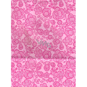 Nekupto Dárková kraftová taška 24 x 18 x 8 cm Růžová s květy