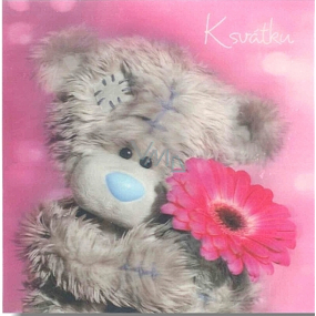Me to You Blahopřání do obálky 3D K svátku, medvídek s gerberou,15,5 x 15,5 cm