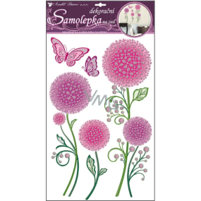 Samolepky na zeď barevné pampelišky s konturou 50 x 32 cm