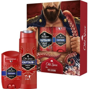 Old Spice Captain 2v1 sprchový gel a šampon 250 ml + deodorant stick 50 ml, kosmetická sada pro muže