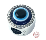 Charm Sterlingové stříbro 925 Řecké modré oko, ochranný amulet, korálek na náramek symbol