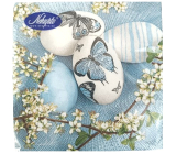 Nekupto Papírové ubrousky 3 vrstvé 33 x 33 cm 20 kusů Velikonoční - modré a bílé vajíčka s motýlky