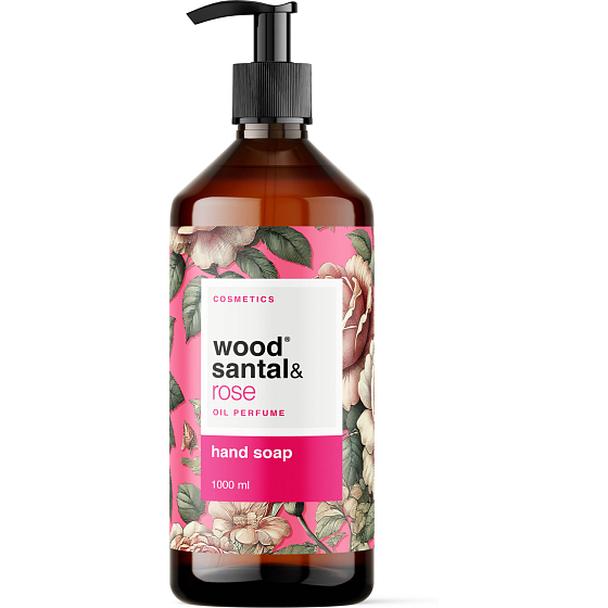 Wood Santal & Rose tekuté mýdlo na ruce 1 l, dávkovač
